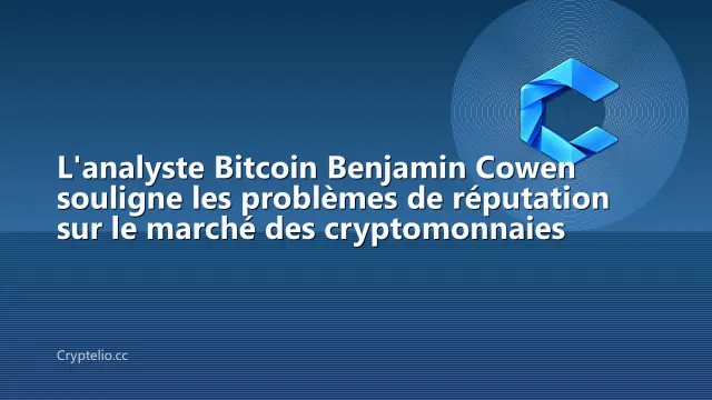 L'analyste Bitcoin Benjamin Cowen souligne les problèmes de réputation sur le marché des cryptomonnaies